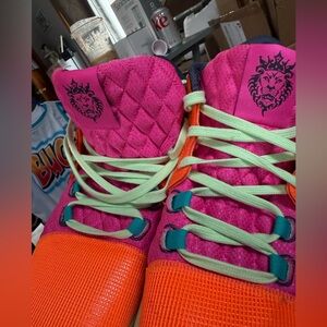 LeBron Pink and Orange High-Top Sneakers Vibrant Style